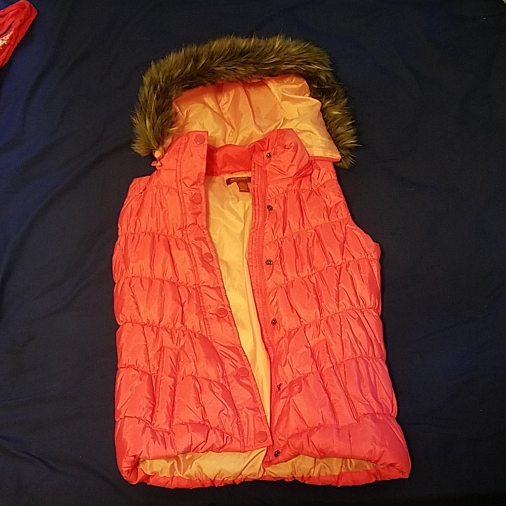Pink puffy vest
